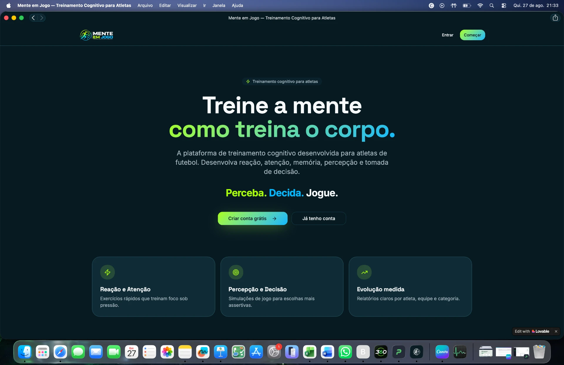 Mockup do Mente em Jogo em computador