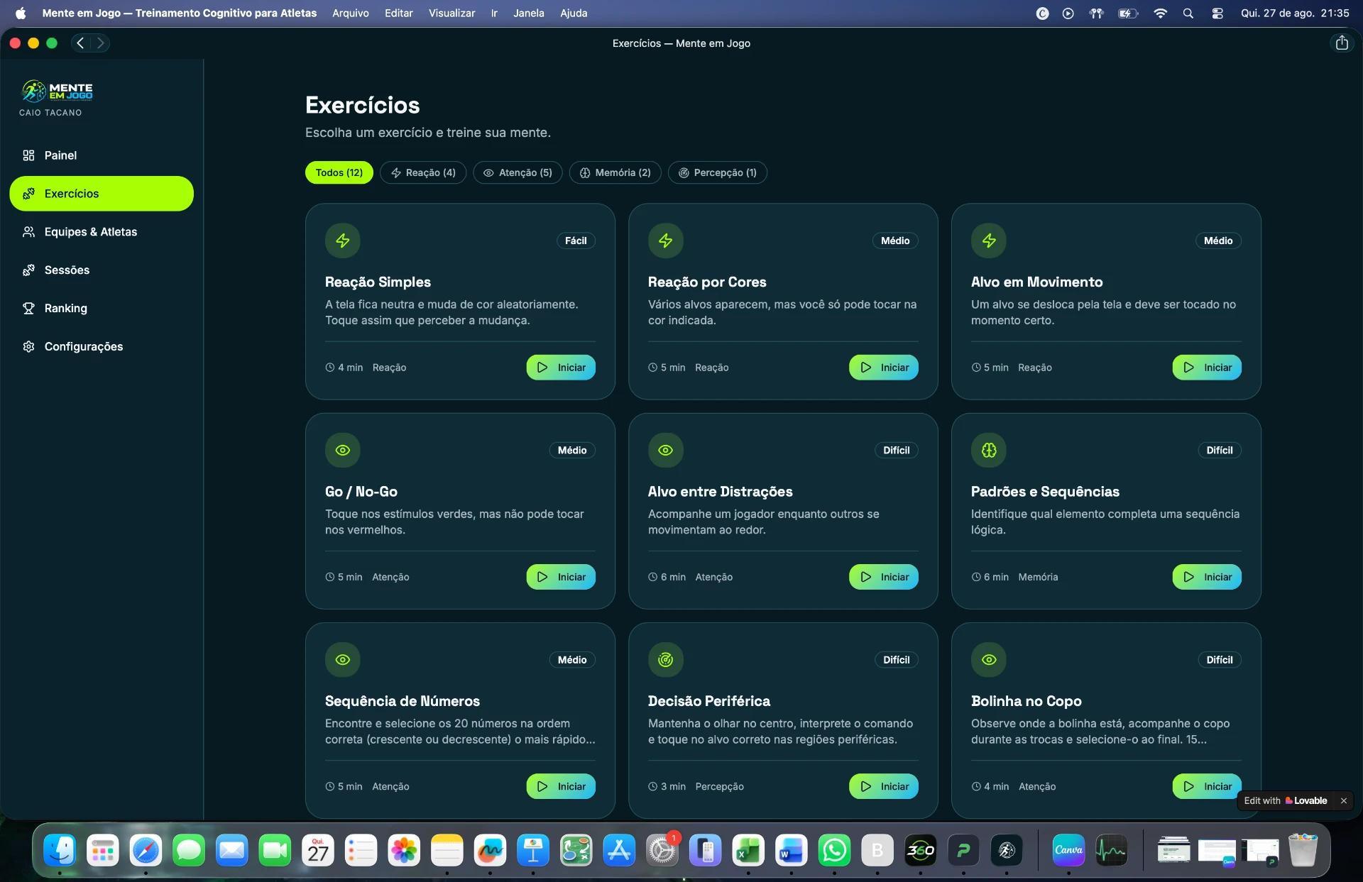 Screenshot — Exercícios