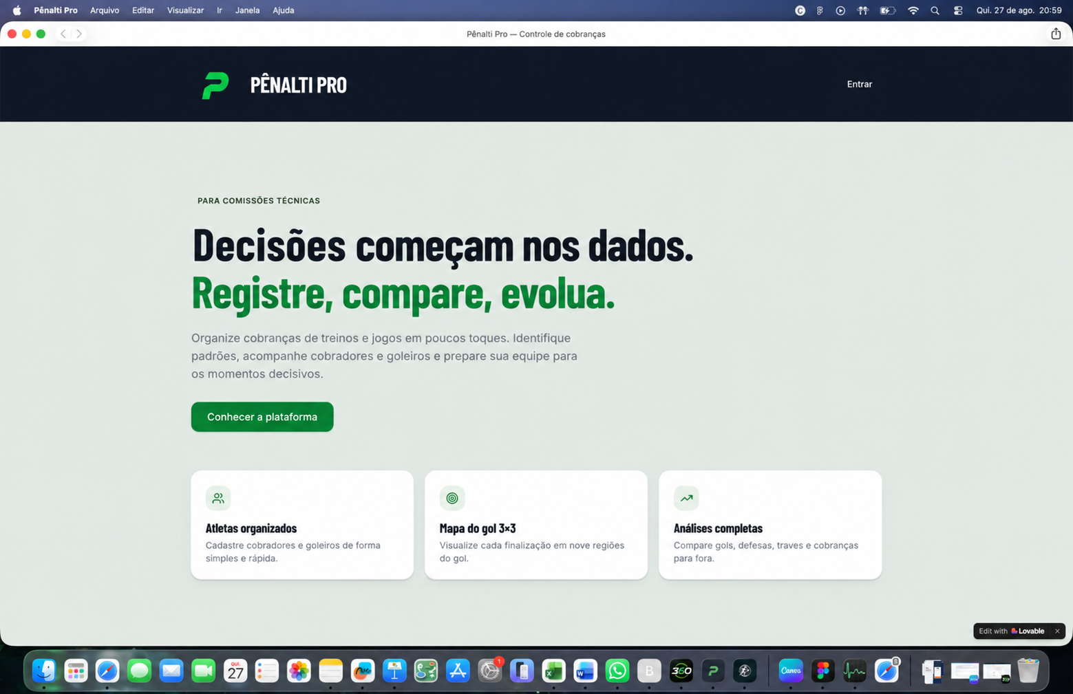 Pênalti Pro — tela inicial